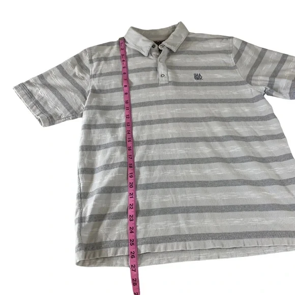 Tony Hawk Men's Light Striped Casual Short Sleeve Polo Shirt Hawk Logo Size S. - Picture 4 of 11